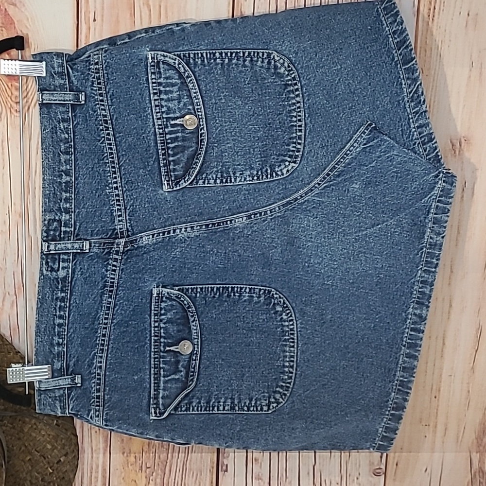 UPCYCLED ☆ HANDMADE "WRANGLER FOR WOMEN" High Waisted Classic Denim Skirt~ W 32" - Picture 6 of 9
